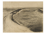 Digue arrondie avançant dans la mer