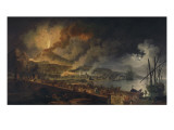 Eruption du Vésuve et vue de Portici