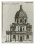 Elévation du portail et du dôme de l’église de la Sorbonne à Paris ; côté de la place