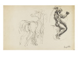 Etudes : cheval et cavalier armé d'un sabre