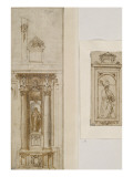 Projet de retable ; Etude pour un évêque dans une niche