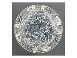 Plat à décor de lion  panthère  lièvre et chiens