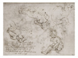 Quatre enfants nus et notes manuscrites