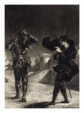 Suite lithographique "Hamlet" : Hamlet terrifié par le Fantôme de son père sur la  terrasse