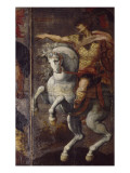 Tenture de cuir peint  les Héros Romains Marcus Curtius