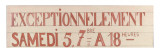 Exceptionnellement samedi 5  7bre à 18 heures
