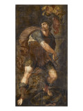 Tenture de cuir peint  les Héros Romains Titus Manlius Torquatus