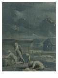Grisaille du bas lambris du Salon Louis XIII : "L'arrivée sur l'île des Pasteurs"