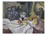 Fruits  cruche bleu et verre de vin