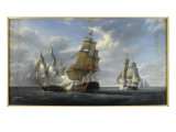 Combat de frégate française Canonnière contre vaisseau anglais Tremendous  21 avril 1806