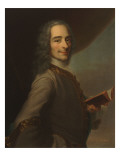 François Marie Arouet de Voltaire  dit Voltaire (1694-1778) - tenant un exemplaire de "La Henriade"