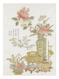 Fleurs et brûle-parfum et poème de Liang Xian
