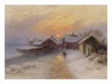 Village de pêcheur au crépuscule  Norvège1904