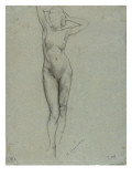 Figure of a Naked Woman Standing  Hands Behind Head