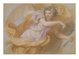 Femme ailée volant vers la droite