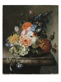 Fleurs sur une tablette de marbre