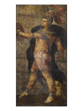 Tenture de cuir peint  les Héros Romains Marcus Calpurnius