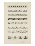 Frise d'éléments floraux et animaliers : raies  dauphins  paons