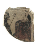 Fragment de plaquette en argile : Poséidon et femme (Amphitrite )