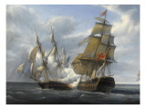 Combat de frégate française Canonnière contre vaisseau anglais Tremendous  21 avril 1806