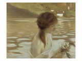 Jeune fille dans un paysage