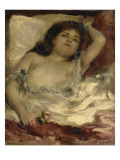 Femme demie-nue  couchée : la rose