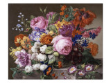 Corbeille de fleurs peintes au naturel