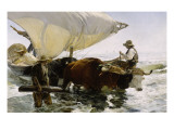 Retour de pêche  halage de la barque