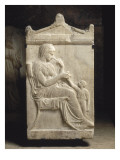 Attic Funerary Stele with Pediment: Woman and Girl