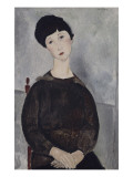 Jeune fille brune  assise