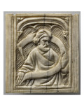 Plaquette : prophète tenant une banderole