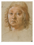 Tête de jeune homme vue de face coiffé d'une calotte