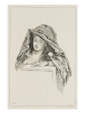 Buste de femme encapuchonnée dans une mante