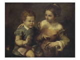 Petit garçon pincé par une écrevisse et petite fille riant