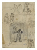 Feuille d'de de plusieurs personnages dont deux boulangers