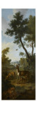 Paysage avec des chevreuils et un renard attaquant un faisan