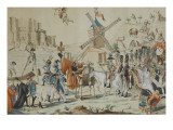 Marché du don Quichotte moderne pour la defense du moulin des abus