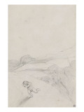 Paysage avec un enfant nu fuyant