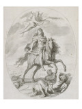 Louis XIV à cheval  couronné par une victoire