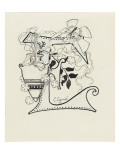 Lettre ornée  E   à décor d'amphore et de libellule