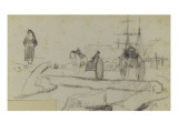 Landscape with Boat  Two Carriages  People and Trees