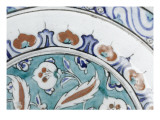 Grand plat au lambrequin bleu et rouge