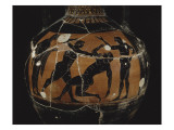 Panathenaic Amphora with Black Figures: Boxing Scene