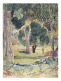 Album Noa-Noa : Paysage Polynésien avec une silhouette de femme