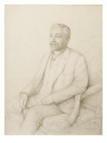 Dessin au crayon par James Lignier : Gustave Eiffel est assis dans un fauteuil