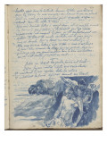 Album Noa-Noa : Homme porté par un ange et texte manuscrit