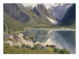 Norvège  bord d'un fjord au printemps 1896