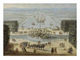 Vue perspective du Bassin d'Apollon et du Grand Canal avec sa flotille à Versailles