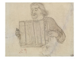 Paul Gauguin en costume breton jouant de l'accordéon