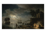 La Nuit : un port de mer au clair de lune